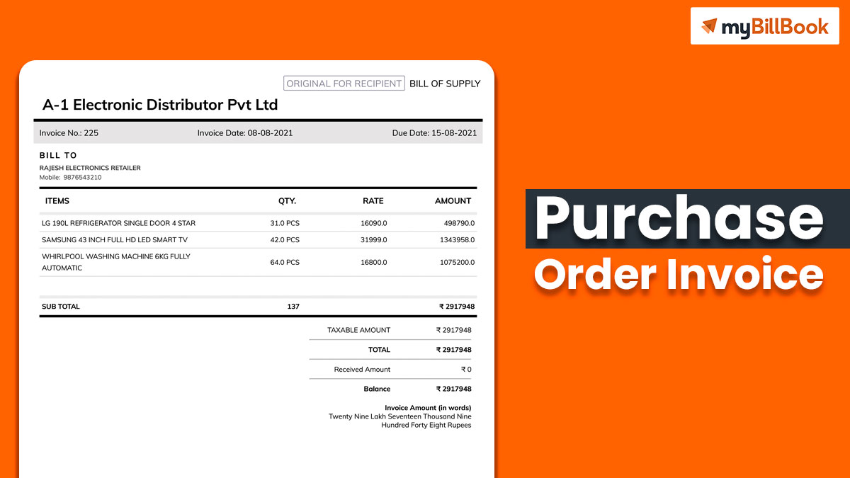 Guide To Purchase Order Invoice MyBillBook