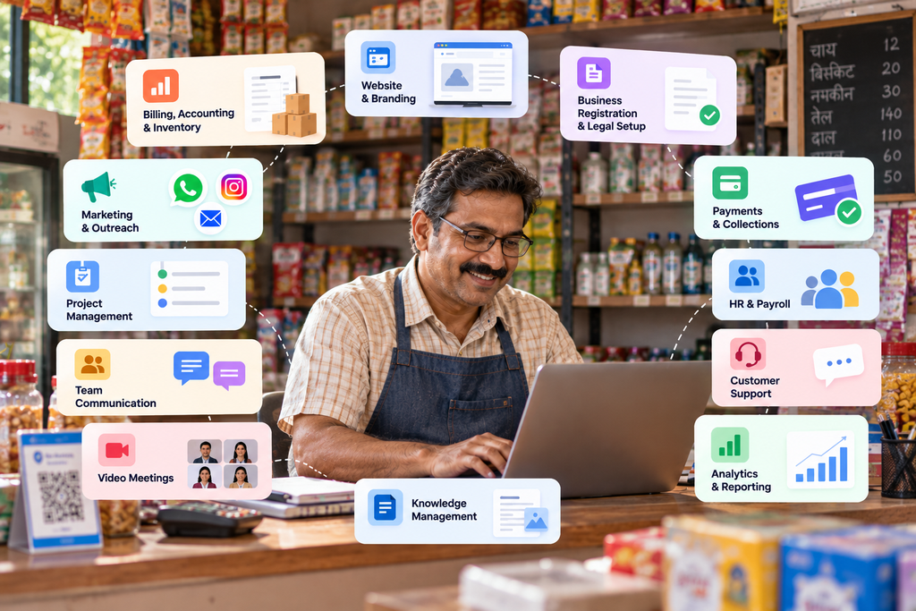 Best tools for small businesses in India for billing, payments, HR, marketing, project management and analytics