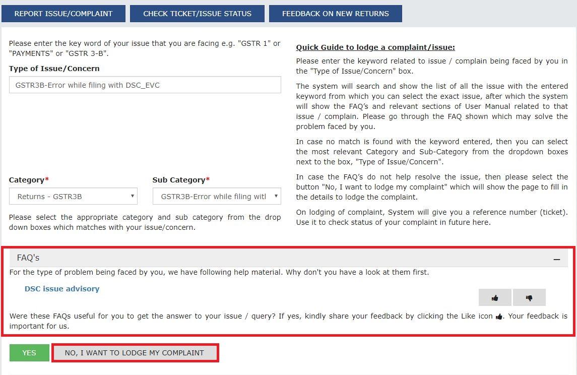 grievance redressal portal report issue