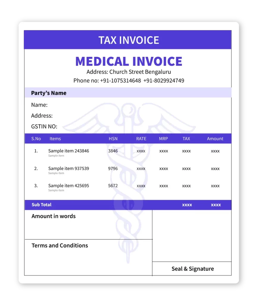 Medical Bill Format in Word Excel PDF Free Download