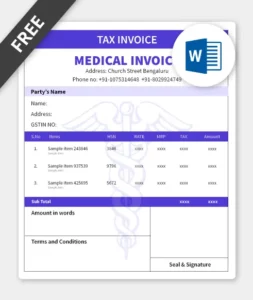 medical bill format in word