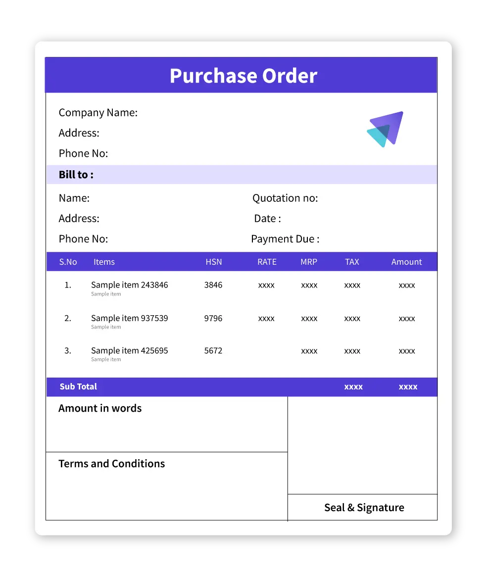 purchase order format