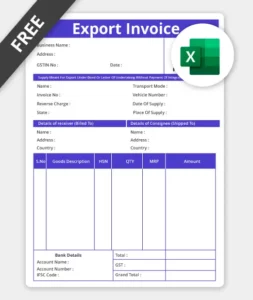 export invoice in excel