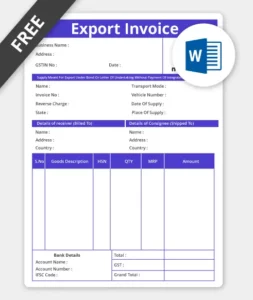 export invoice in word