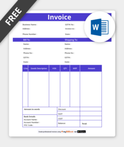invoice format in word