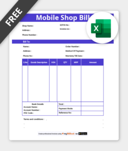 mobile shop bill format in excel