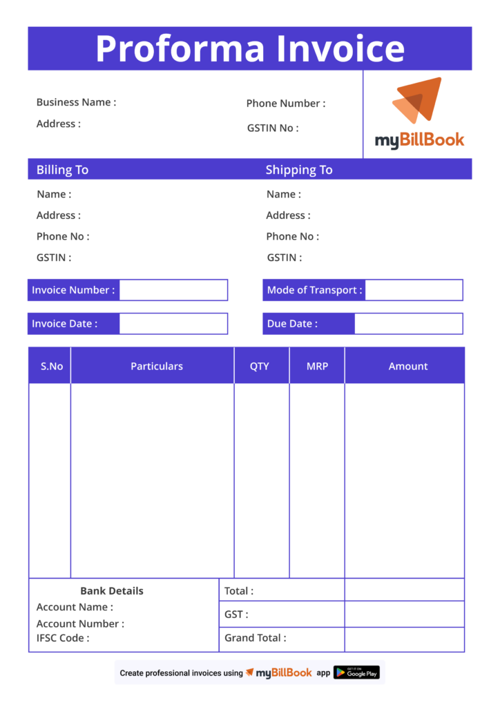 proforma invoice format