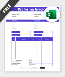 proforma invoice format in excel