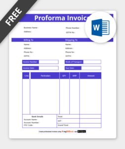 proforma invoice format in word