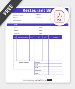 restaurant bill format pdf