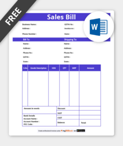 sales bill format in word