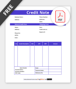 credit note format in pdf