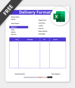 delivery challan format in excel