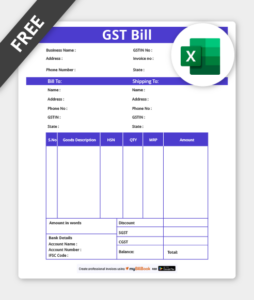 gst invoice format in excel