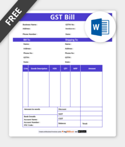 gst invoice format in word