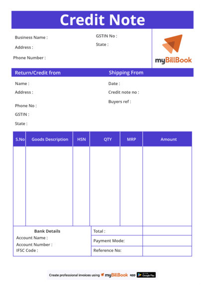 sample credit note