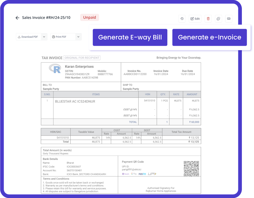 e-Way Billing & e-Invoicing using ledger software