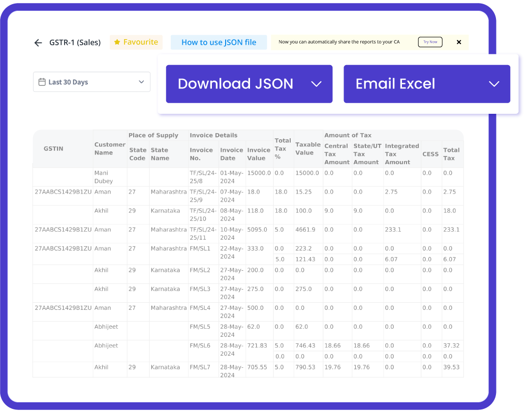 GST Returns Filing using ledger accounting software