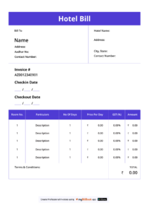 hotel bill format
