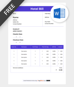 hotel bill word