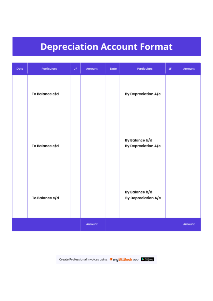 Depreciation Account Format