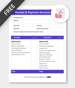 receipt and payment account format pdf