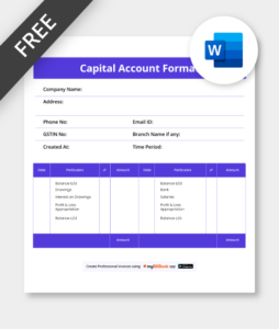 Capital Account format word