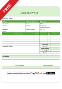 Medical bill format