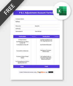 profit and loss adjustment account format in excel