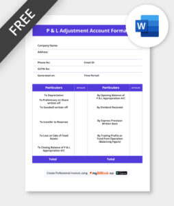 profit and loss adjustment account format in word