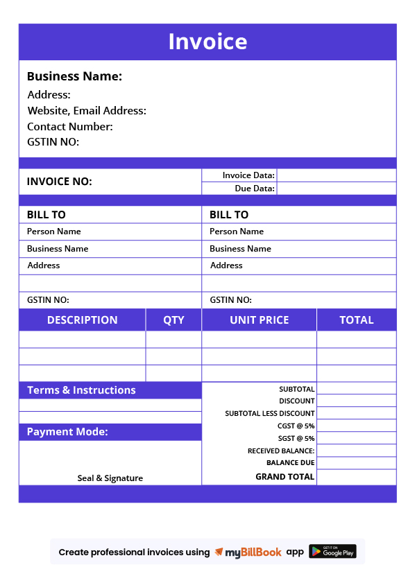 Invoice Template in Excel