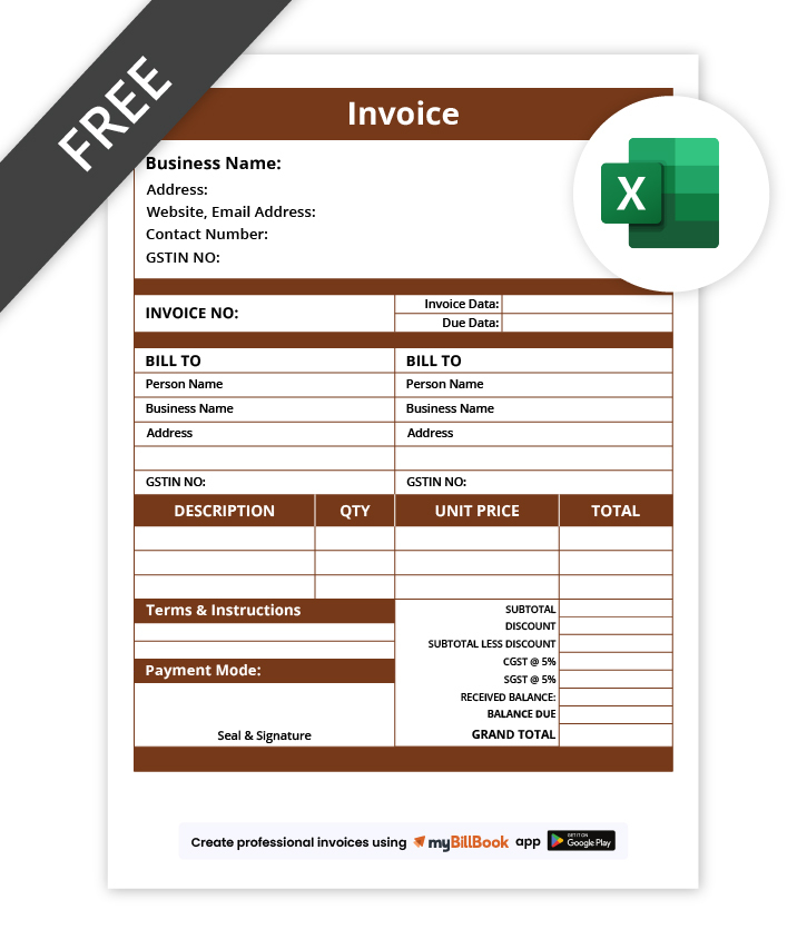 Stylish Invoice Template in Excel