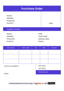 Sample Purchase Order by myBillBook