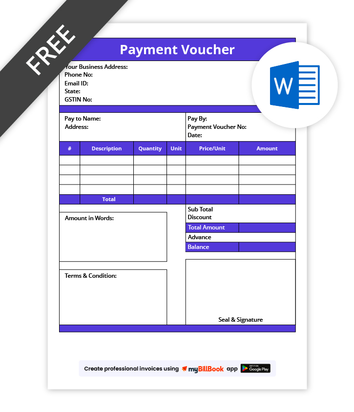 payment voucher format in word