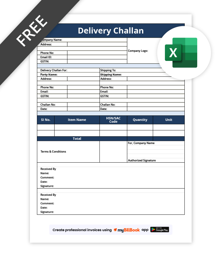 Simple Delivery Challan Format In Excel