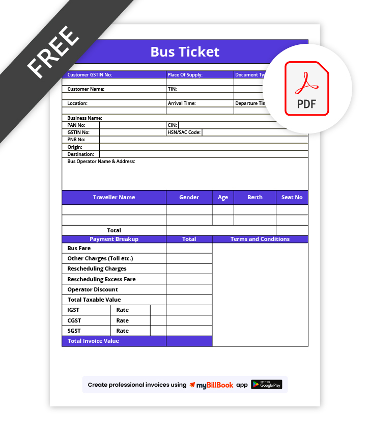 Bus Ticket Format in PDF