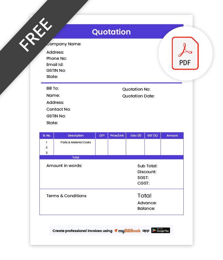 tiles quotation format in PDF