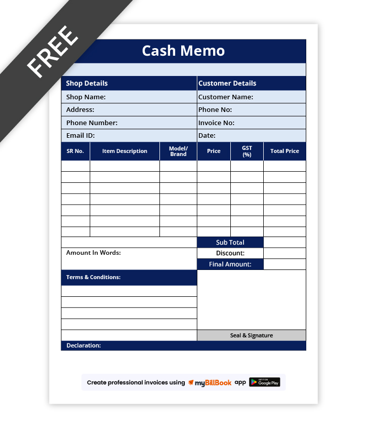 Advanced Cash Memo Format