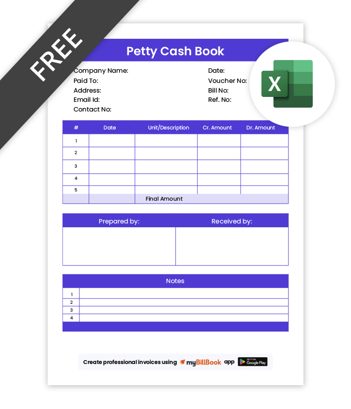 Petty Cash Book Format In Excel