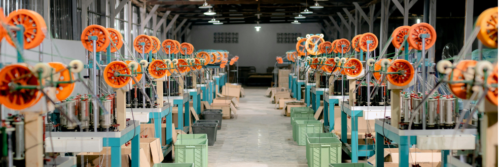 Automated textile manufacturing machines in Indian factory