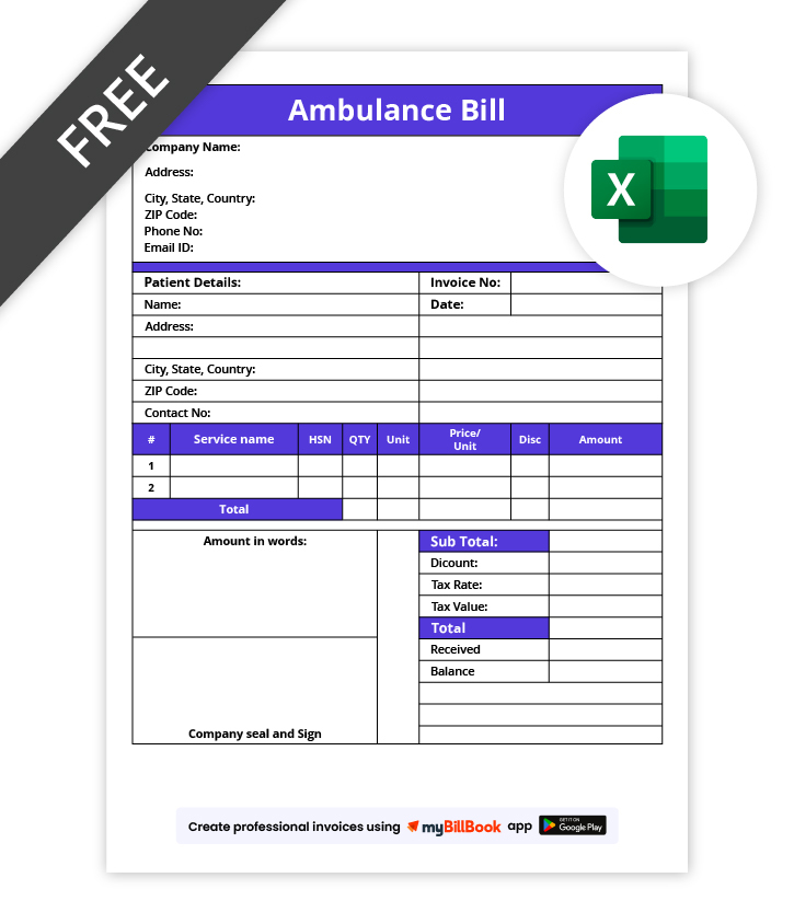 Ambulance Bill Format In Excel