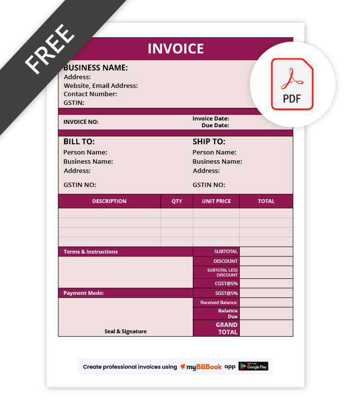 Stylish Invoice format in pdf
