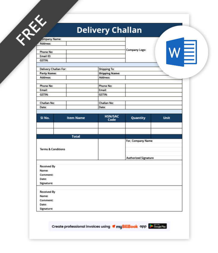 Delivery Challan Format In Word