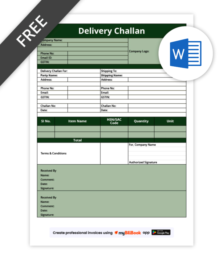 Delivery Challan Format In Word