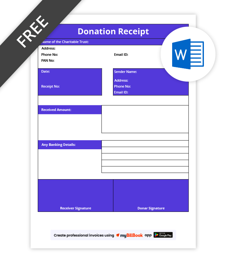 Donation Receipt Format in Word