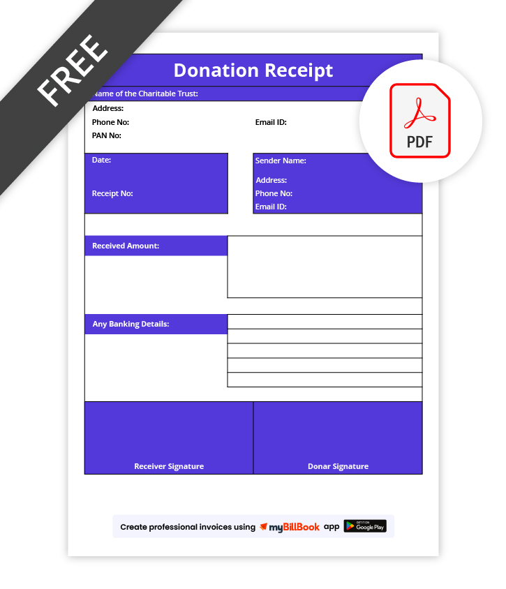 Donation Receipt Format in PDF