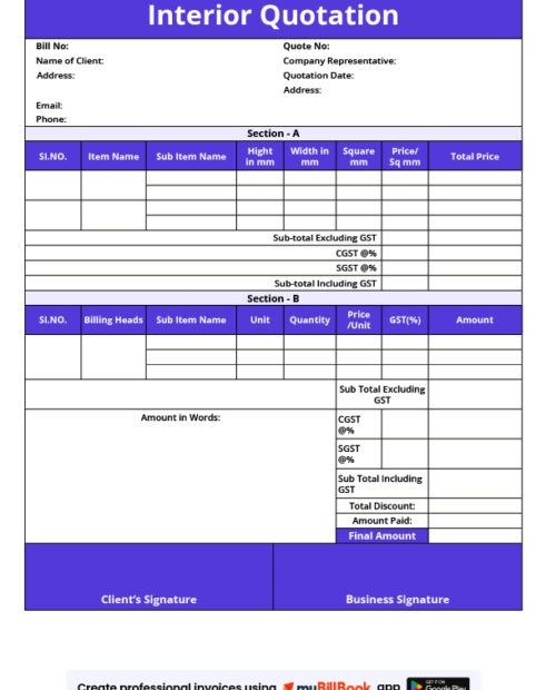Interior Quotation Format
