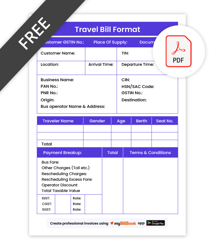 Travel Bill Format in PDF