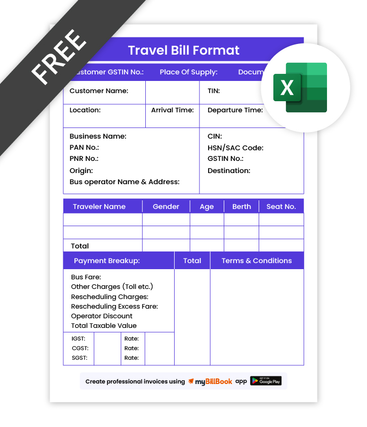 Travel Bill Format in excel
