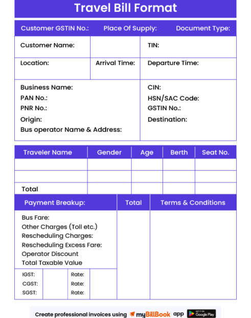 Travel Bill Format